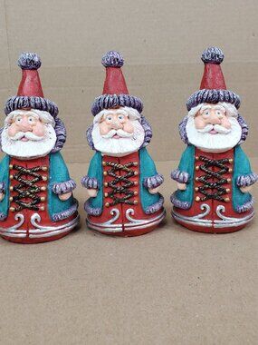 Pete Apsit 1993 Santa Clause Holiday Decor Figurine Teal Coat Purple Texture Hem